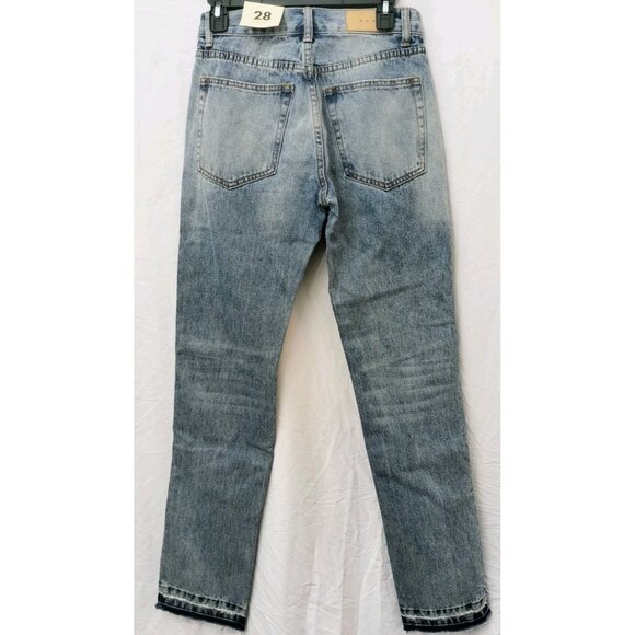 MNML  Distressed Denim Jeans Zipper Ankle Men Size 28 Blue Straight - Picture 4 of 10